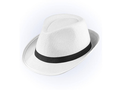 Gengszterkalap fehér, fekete csővel - 1 db.