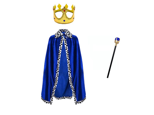 Király jelmez gyermeknek - kék - 80 cm - 1 db.