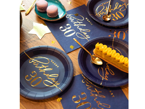 Harmincadik születésnapi papírtányér tengerészkék - 18 cm - 6 db.
