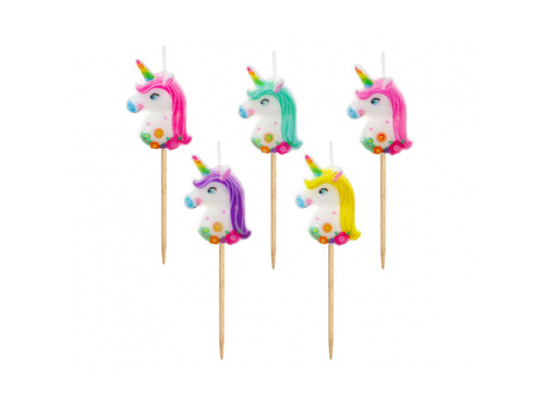 Egyszarvú piknik gyertyák - 5 db.