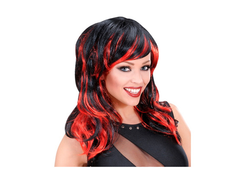 Vörös és fekete csíkos hullámos paróka