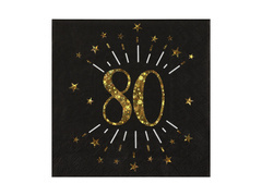 Szikrázó 80. születésnapi party szalvéták - 33 cm - 10 db.