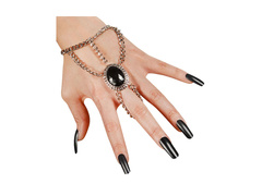 Gótikus lánc karkötő fekete medállal