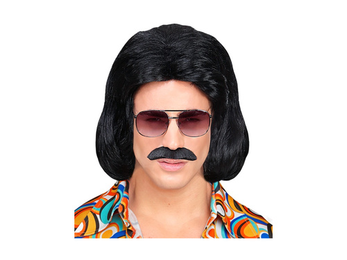 Dandy fekete parókája az 1970-es évekből. bajusszal