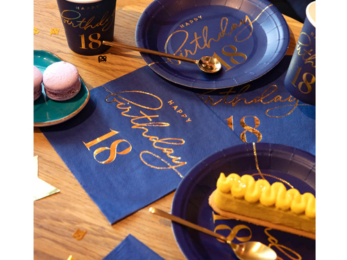 Tizennyolcadik születésnapi szalvéta tengerészkék - 33 cm - 10 db.