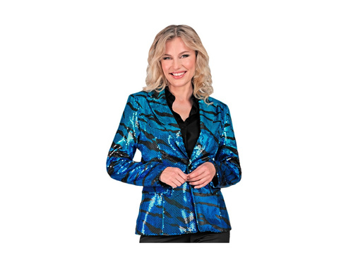 Party Fashion party kabát - kék flitterek hullámos mintával