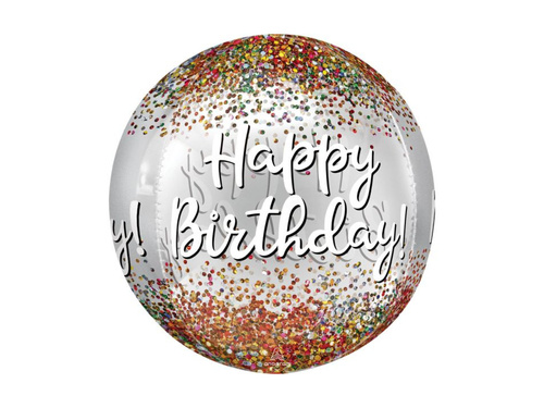 Fólia léggömb orbz gömb színes konfettivel - 40 cm - 1 db.