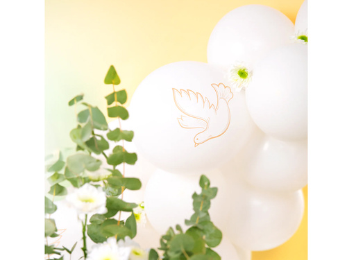 Fehér latex lufi galambokkal - 30 cm - 5 db.