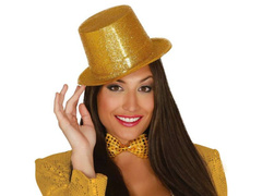 Arany hengeres kalap csillámmal - 1 db.