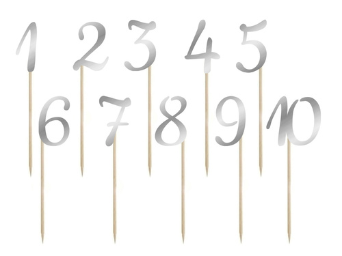 Ezüst asztali számok - 10 db.