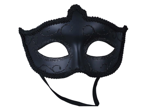 Fekete farsangi maszk csillámokkal - 1 db.