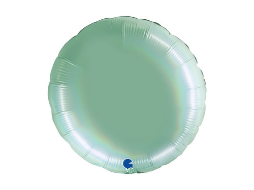 Türkiz holografikus kerek fólialufi - 30" - 1 db.