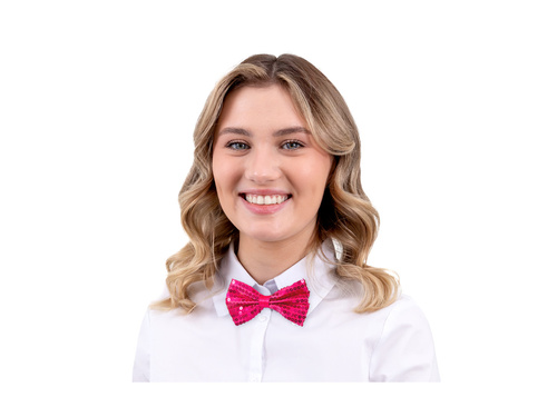 Rózsaszín flitteres csokornyakkendő - 7 x 12 cm - 1 db.