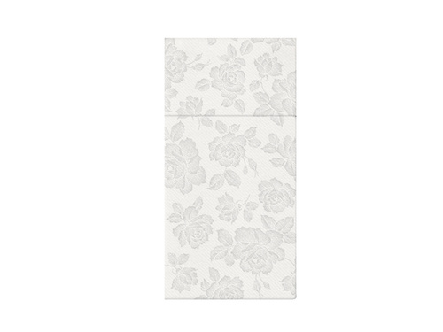 Evőeszköztartó zsebek Ezüst rózsák - 40 cm - 25 db.