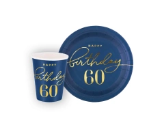 Pohár + papírtányér készlet 60. születésnapra - 12 db.