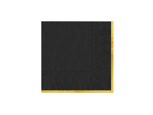 Csészék + szalvéták + papírtányérok fekete színű, arany peremmel - 22 db.