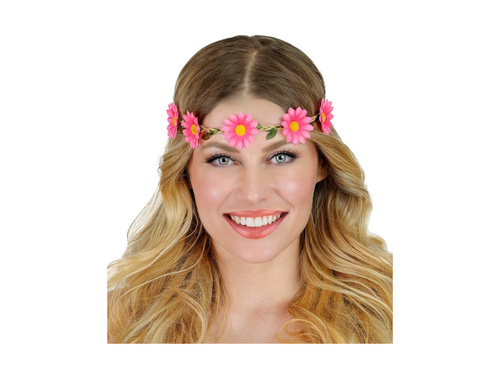 Rózsaszín virágos fejpánt