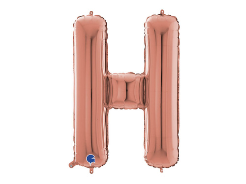 Fólia lufi H betű rózsaszín arany - 66 cm - 1 db.