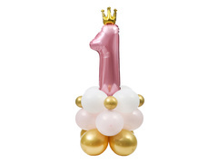 Rózsaszín és arany születésnapi lufi készlet - 19 db.