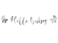 Hello Baby banner ezüst - 110 cm - 1 db.