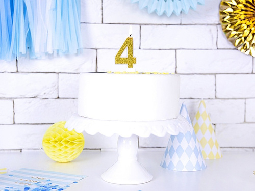 Számgyertya csillámmal - 4 - 1 db.