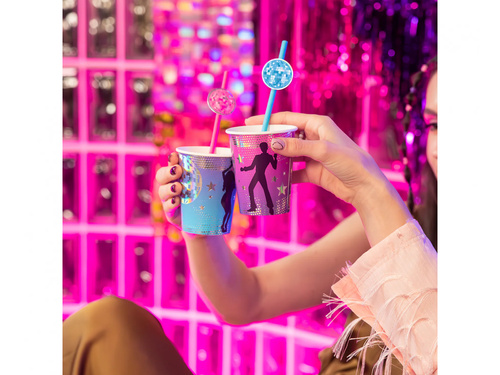 Retro diszkó szívószálak - 19,5 cm - 6 db.