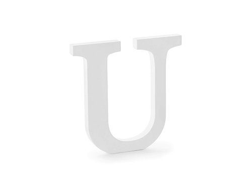 Fa dekoráció U betű - fehér