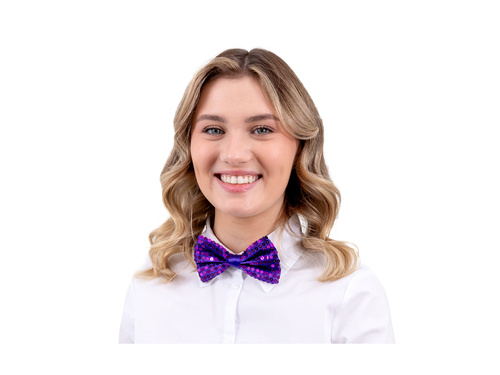 Lila flitteres csokornyakkendő - 7 x 12 cm - 1 db.