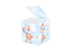 Vendégdobozok kék mackók lufival - 6 db.