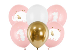 Készlet latex lufi Elefánt lány születésnapjára - 30 cm - 6 db.