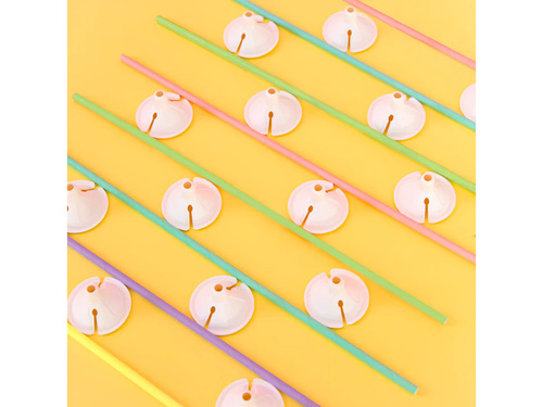 EKO papírpálcikák lufi dugókkal - pasztell színek keveréke - 10 db.