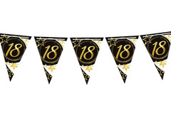 Fekete zászlós banner 18. születésnapra - 300 cm - 1 db.