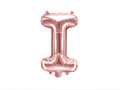 Fólia lufi "I" betű rózsaszín és arany - 35 cm