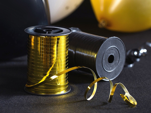Dekorációs szalag lufihoz - metál - arany - 225 m