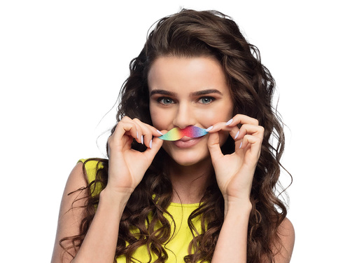 Öntapadós szivárványos bajusz - 6 db.