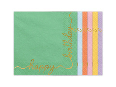 Boldog születésnapot pasztell szalvéták - 33 cm - 12 db.