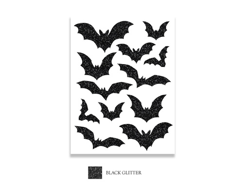 Csillogó Halloween denevér matricák - 1 db.