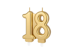 Arany 18. születésnapi gyertya - 7,5 cm - 1 db.