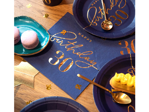 Harmincadik születésnapi szalvéta tengerészkék - 33 cm - 10 db.