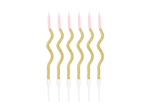 Spirális születésnapi gyertyák arany és rózsaszín - 6 db.