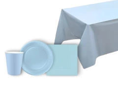 Világoskék eldobható étkészlet - 45 db.