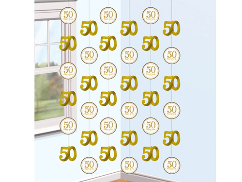 Arany Születésnapi függő dekoráció - 200 cm - 6 db.