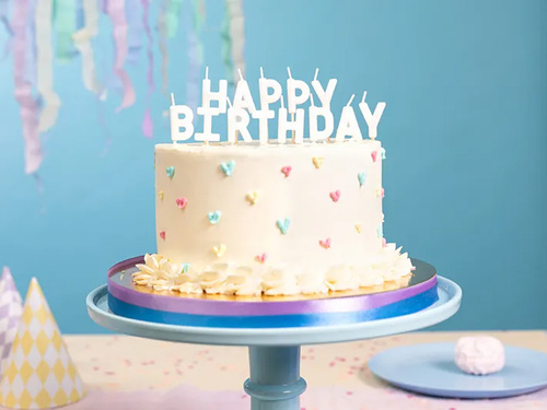 Pikers gyertyák Boldog születésnapot tábla - fehér