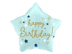 Boldog születésnapot kék csillag fólialufi - 42x40 cm - 1 db.