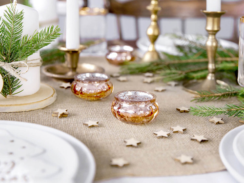 Üveg gyertyatartók - rózsaarany - 3 cm - 4 db.