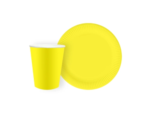 Készlet poharak + papírtányérok sárga - 24 db.