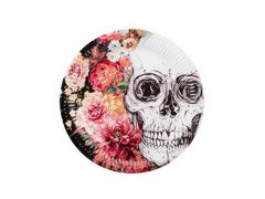 Halloween papírtányérok Mexikói koponya - 23 cm - 10 db.