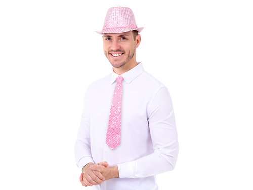 Flitteres nyakkendő - világos rózsaszín - 36 cm - 1 db.