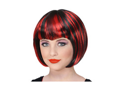 Fekete és piros Halloween paróka