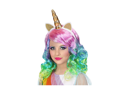 Színes egyszarvú paróka fejpánttal